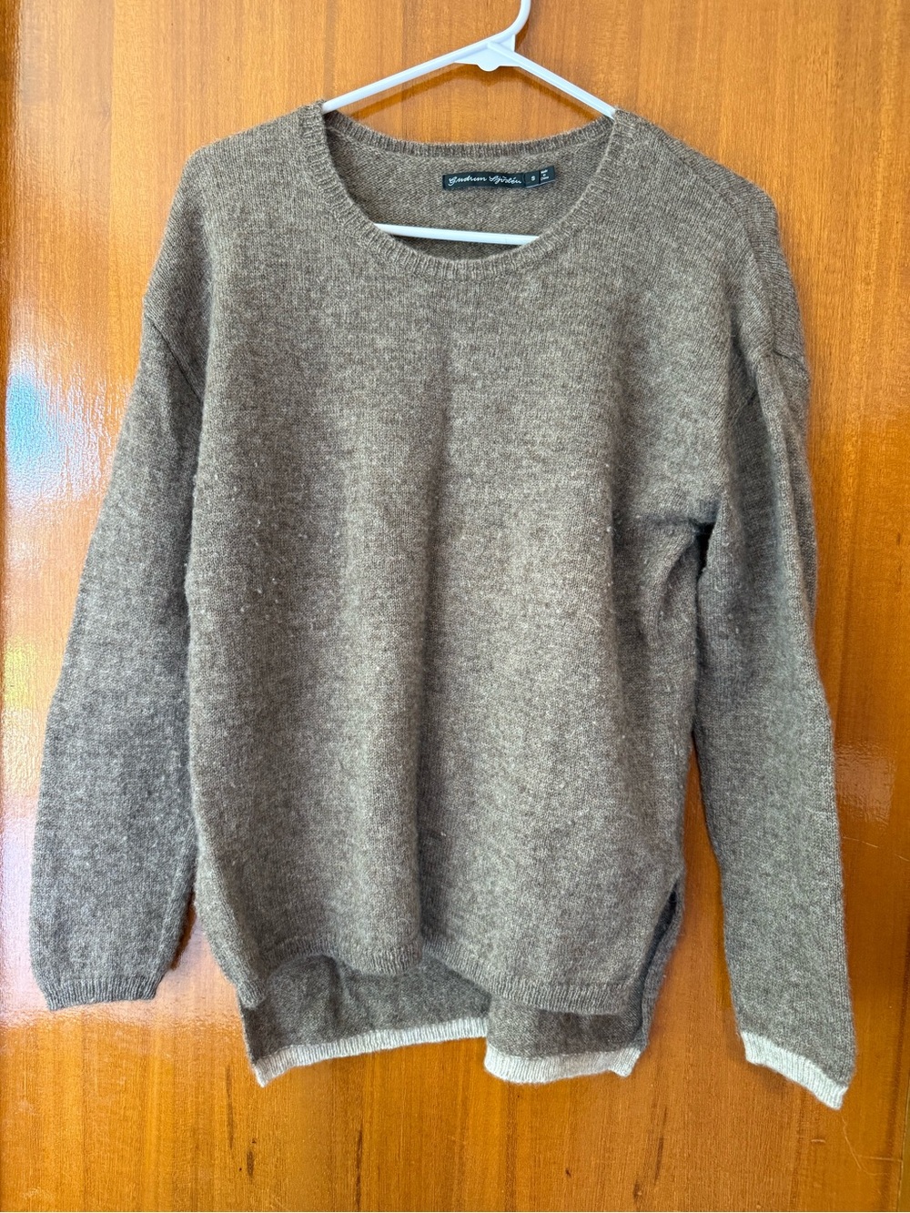 Gudrun Sjoden Women’s Tan Wool Crewneck Sweater Size Small